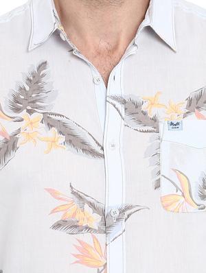 light blue tropical printed casual shirt - 16087980 - Standard Image - 5