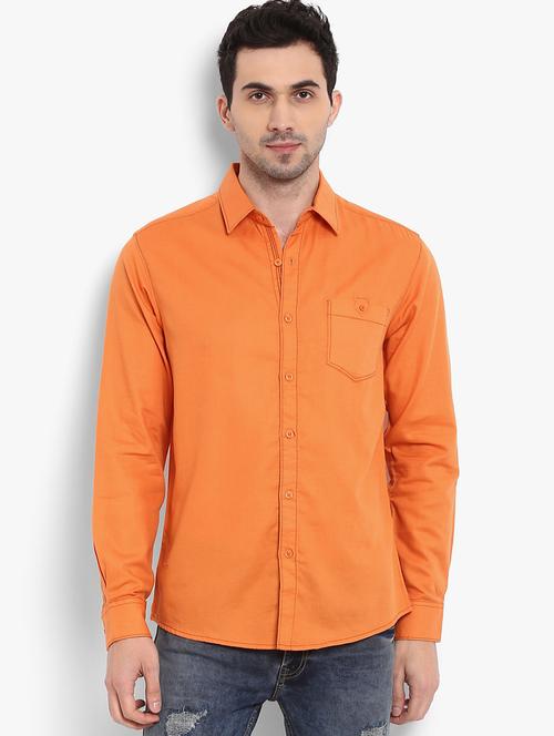 orange solid casual shirt - 16087988 - Standard Image - 1