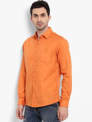 orange solid casual shirt - 16087988 - Standard Image - 2