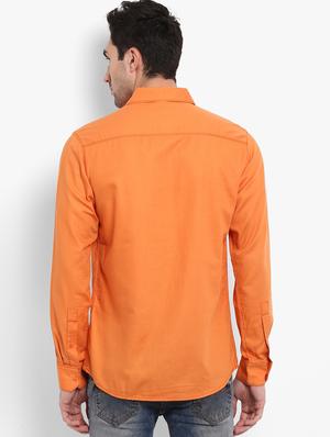 orange solid casual shirt - 16087988 - Standard Image - 3