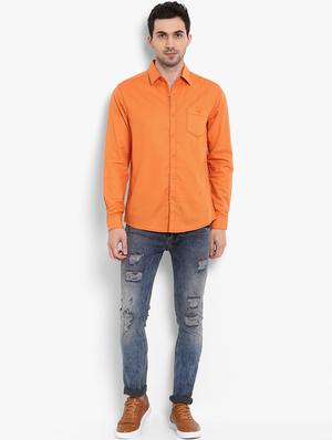 orange solid casual shirt - 16087988 - Standard Image - 4