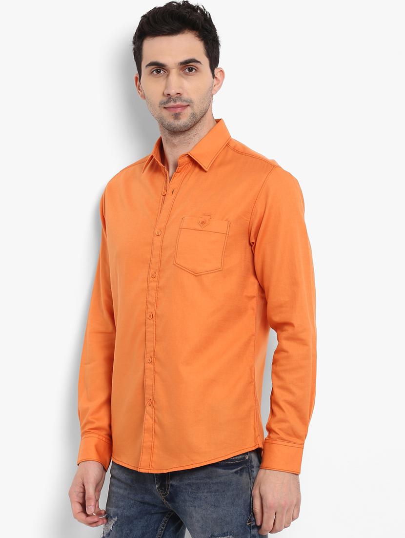 orange solid casual shirt - 16087988 - Zoom Image - 2