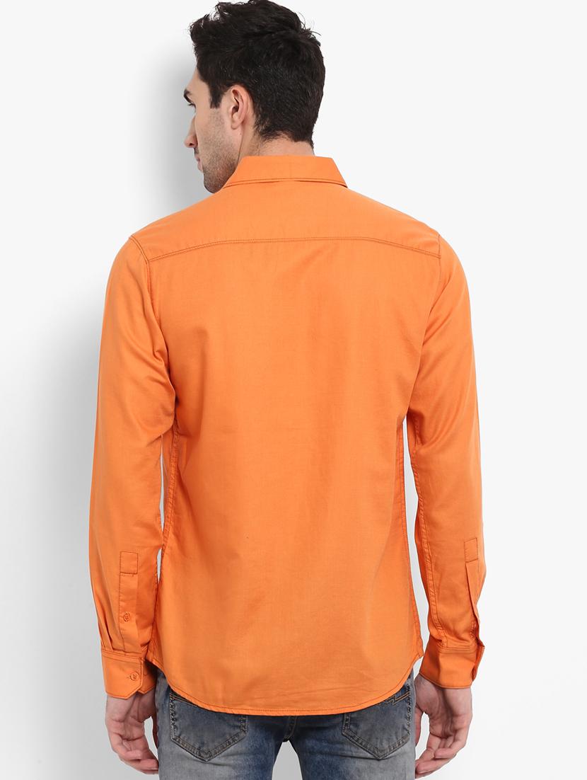 orange solid casual shirt - 16087988 - Zoom Image - 3