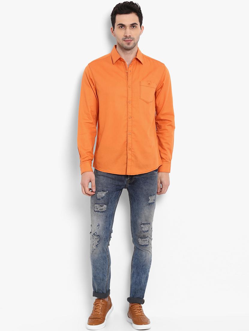 orange solid casual shirt - 16087988 - Zoom Image - 4
