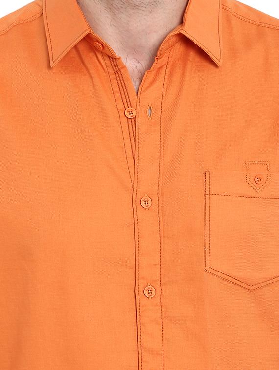 orange solid casual shirt - 16087988 - Zoom Image - 5