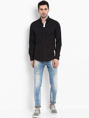 black solid short kurta - 16087996 - Standard Image - 4
