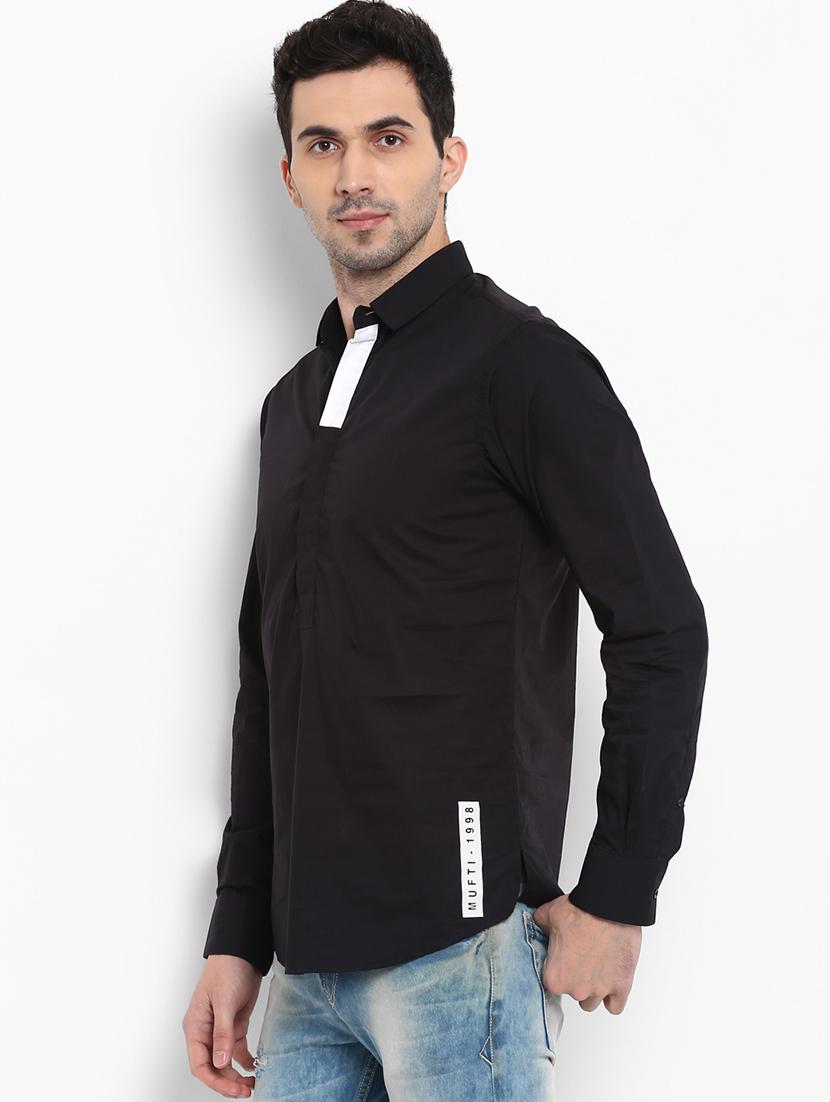 black solid short kurta - 16087996 - Zoom Image - 2