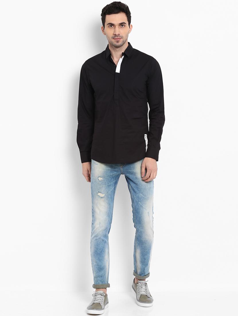 black solid short kurta - 16087996 - Zoom Image - 4