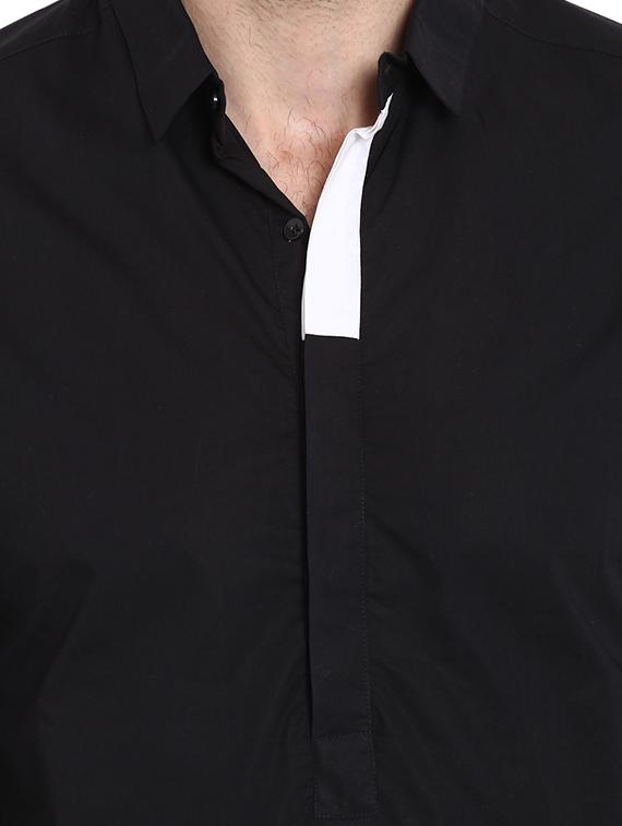 black solid short kurta - 16087996 - Zoom Image - 5