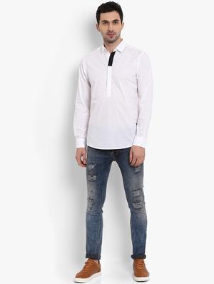 white solid short kurta - 16087997 - Standard Image - 4