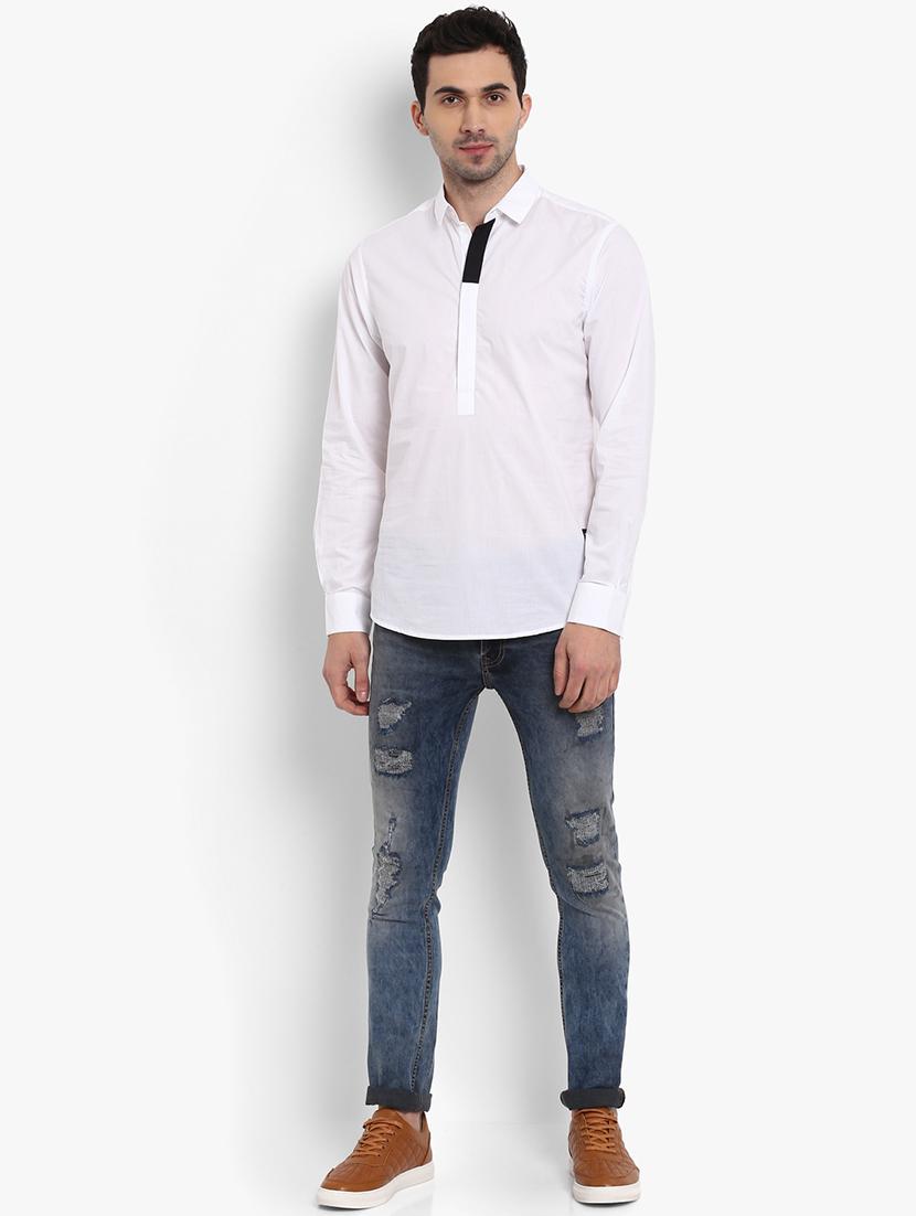white solid short kurta - 16087997 - Zoom Image - 4