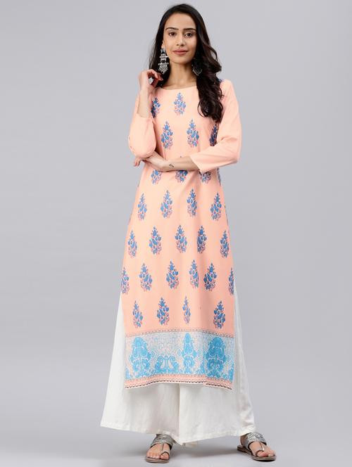 pastel printed straight kurta - 16088996 - Very Small Image - 1
