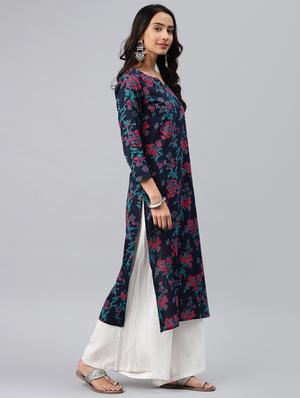 printed straight kurta - 16089024 - Standard Image - 2