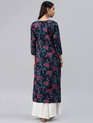 printed straight kurta - 16089024 - Standard Image - 3