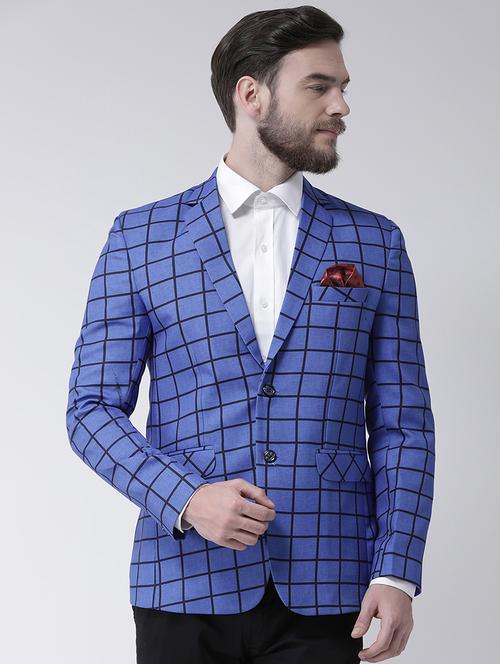 blue checkered casual blazer - 16089787 - Standard Image - 1
