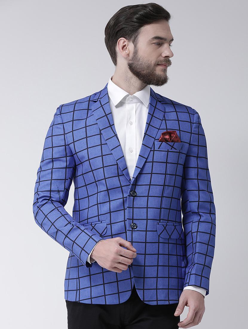 blue checkered casual blazer - 16089787 - Zoom Image - 1