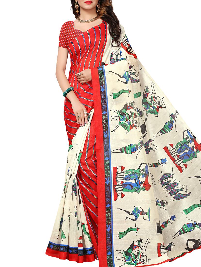 red silk bhagalpuri saree with blouse - 16090332 - Zoom Image - 1