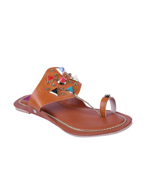 tan one toe sandals - 16091085 - Standard Image - 1