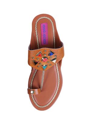 tan one toe sandals - 16091085 - Standard Image - 3
