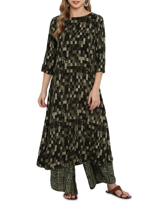 Checkered kurta palazzo set - 16091930 - Standard Image - 1