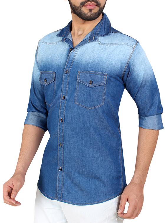 blue faded casual shirt - 16092265 - Zoom Image - 1
