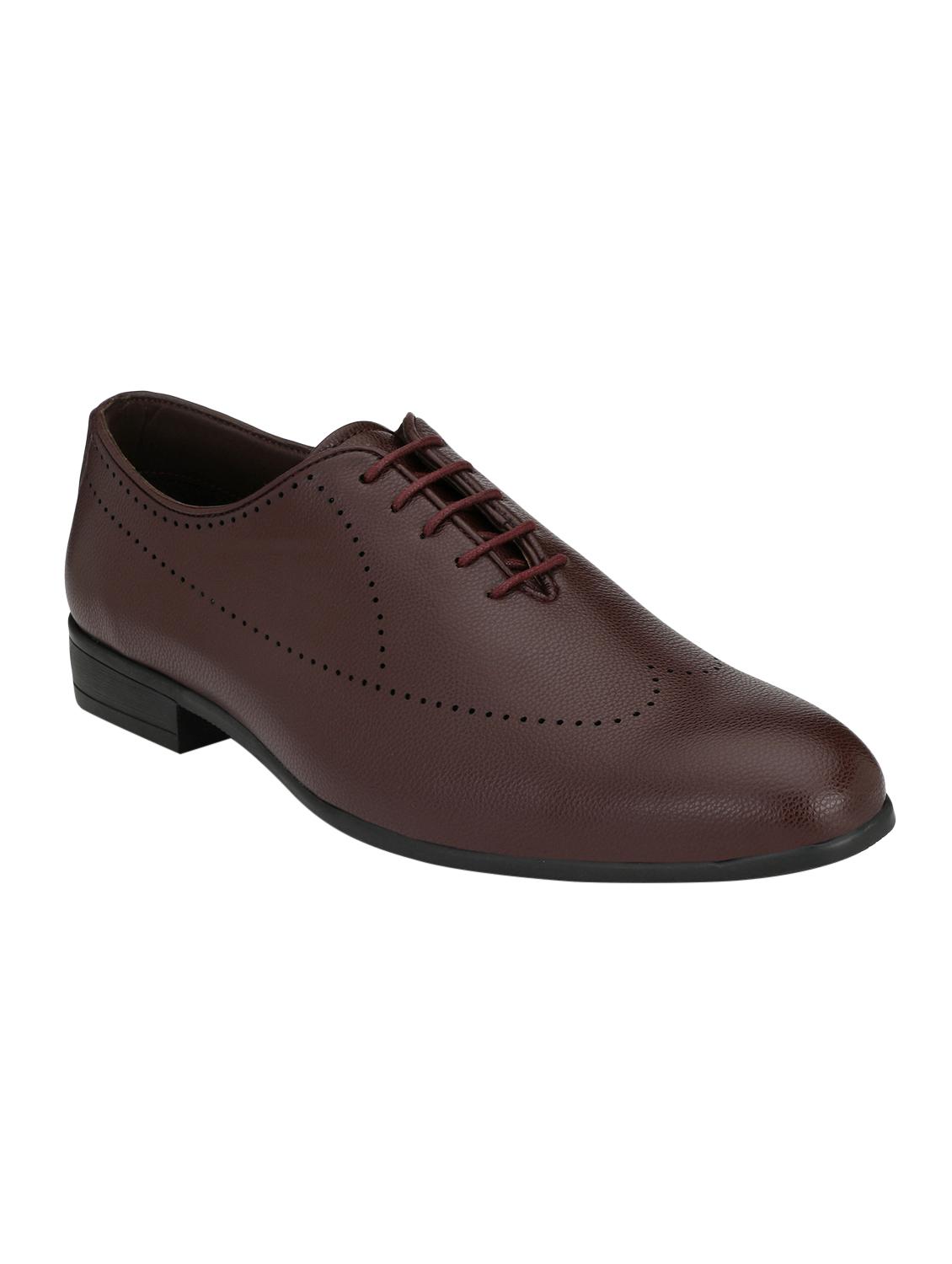 brown lestherette lace-up oxfords - 16092330 - Zoom Image - 1
