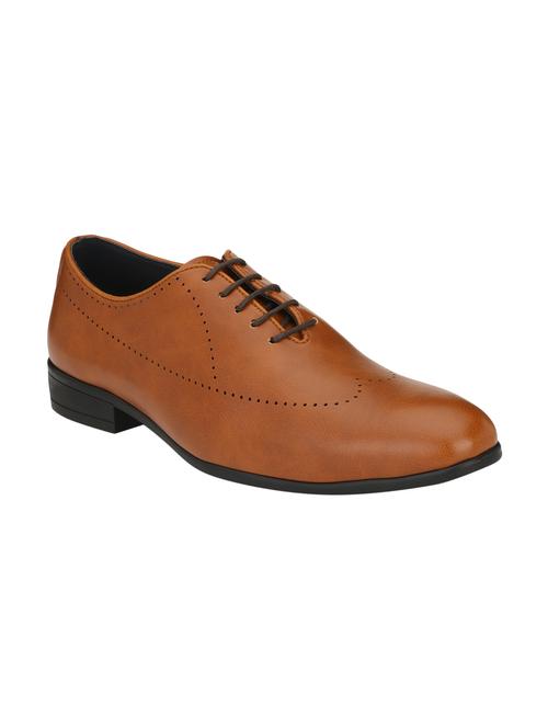 tan lestherette lace-up brouges - 16092333 - Standard Image - 1