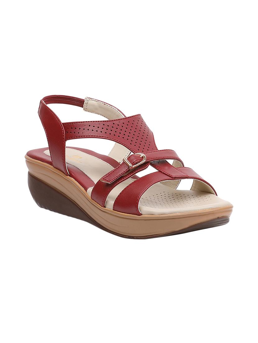 maroon back strap wedges - 16092478 - Zoom Image - 1