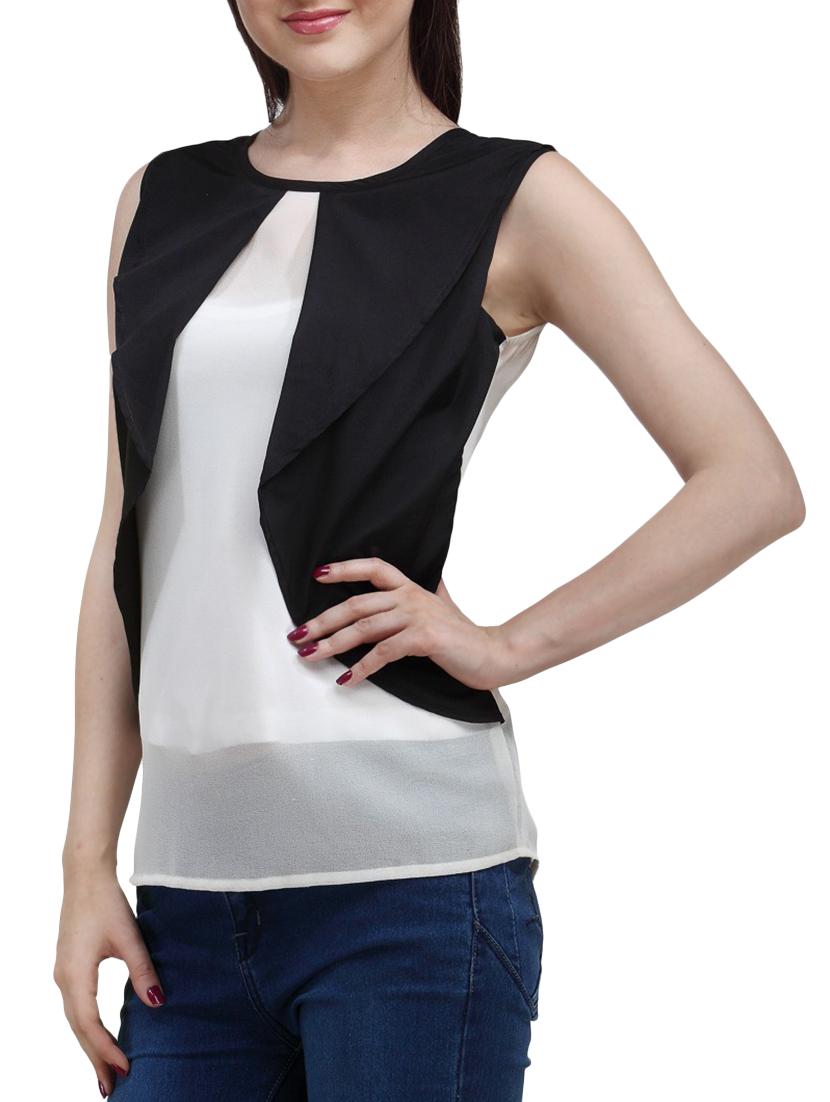 keyhole back contrast layered top - 16093030 - Zoom Image - 2