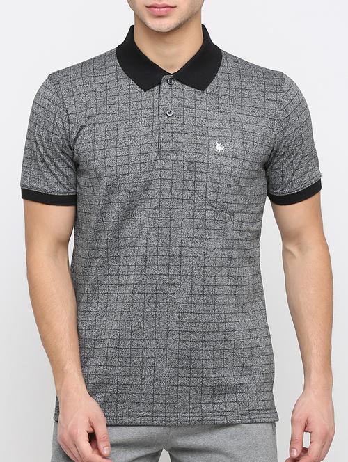 grey checkered polo t-shirt - 16093051 - Standard Image - 1
