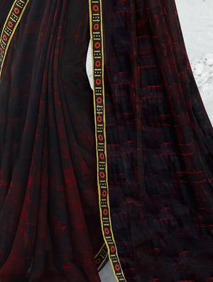 lace border printed saree with blouse - 16094135 - Standard Image - 2