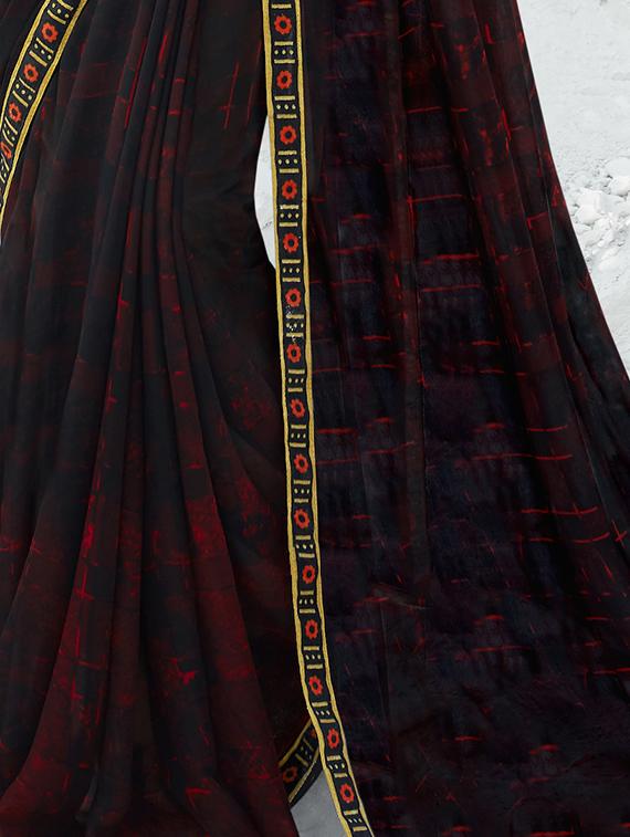 lace border printed saree with blouse - 16094135 - Zoom Image - 2