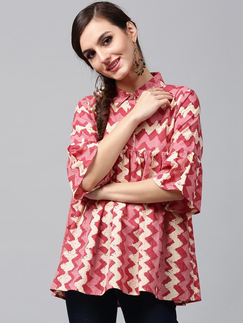 chevron gathered tunic - 16094169 - Zoom Image - 1