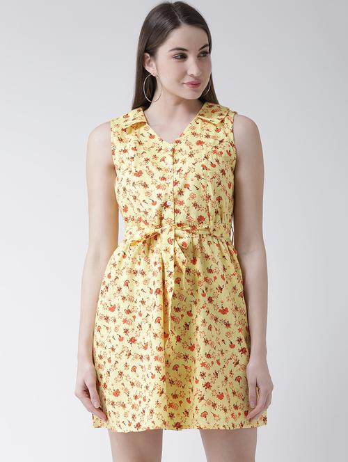 tie up floral a-line dress - 16094199 - Standard Image - 1