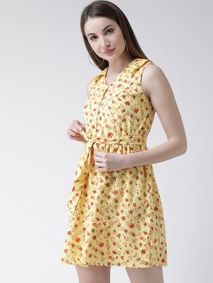 tie up floral a-line dress - 16094199 - Standard Image - 2