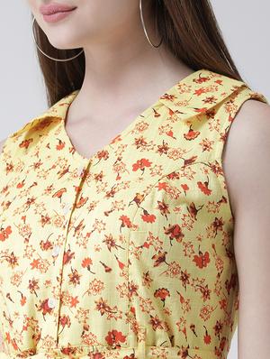 tie up floral a-line dress - 16094199 - Standard Image - 5