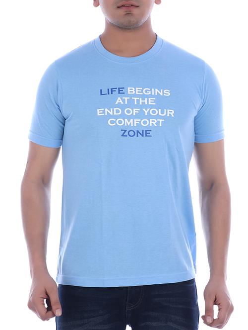 blue typographic chest print t-shirt - 16094246 - Standard Image - 1