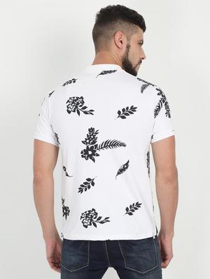 white all over print polo t-shirt - 16094336 - Standard Image - 3