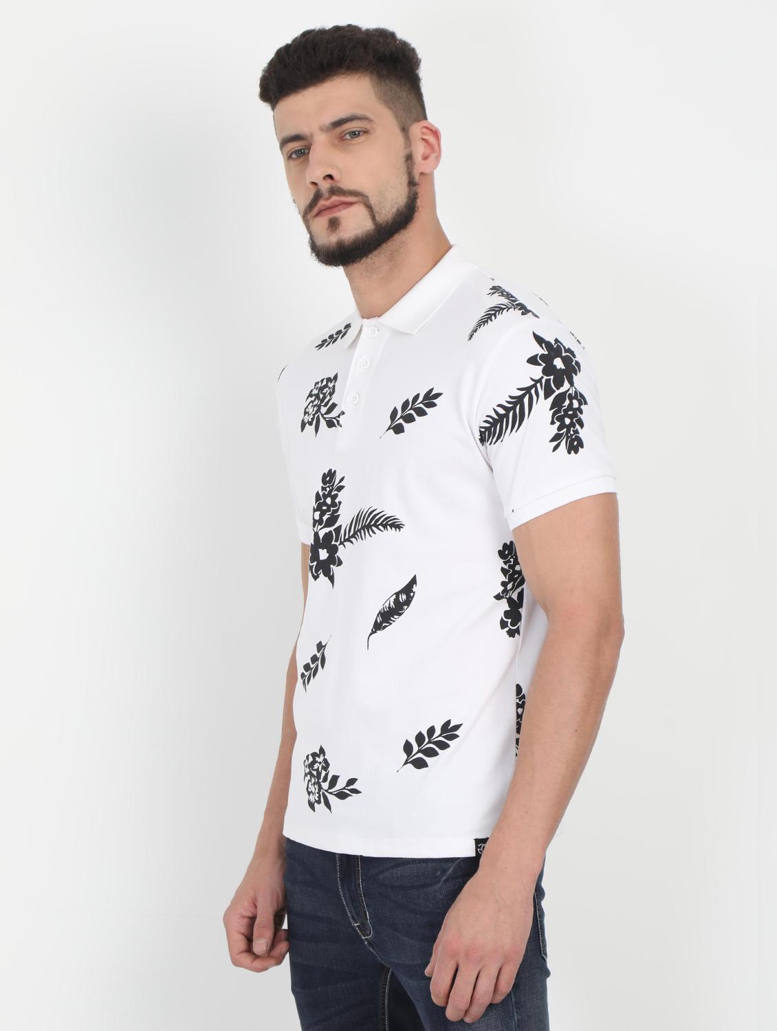 white all over print polo t-shirt - 16094336 - Zoom Image - 2