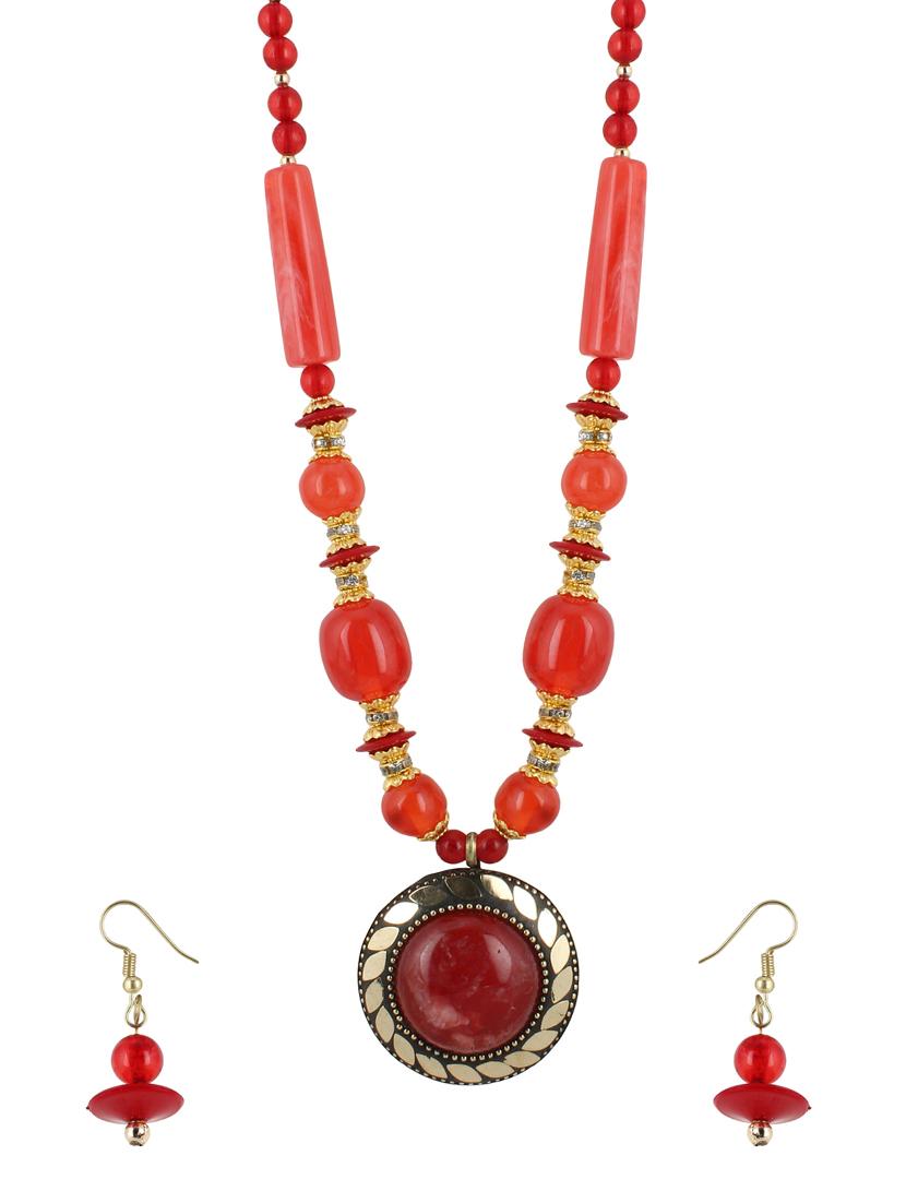red metal statement necklace - 16094713 - Zoom Image - 1