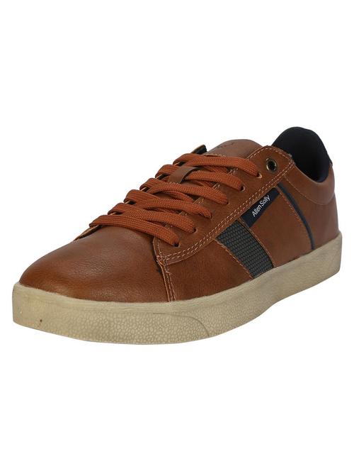 brown pu lace up sneakers - 16095244 - Standard Image - 1
