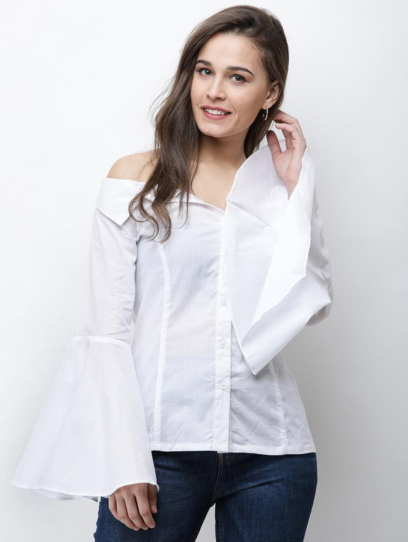 bell sleeved off shoulder shirt - 16095272 - Zoom Image - 1