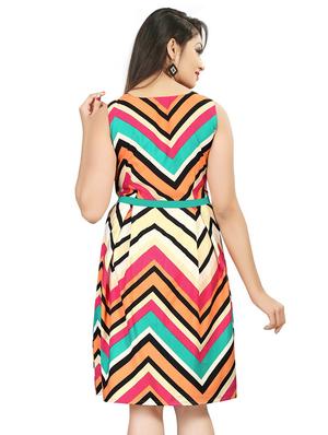tie knot front chevron a-line dress - 16095313 - Standard Image - 3