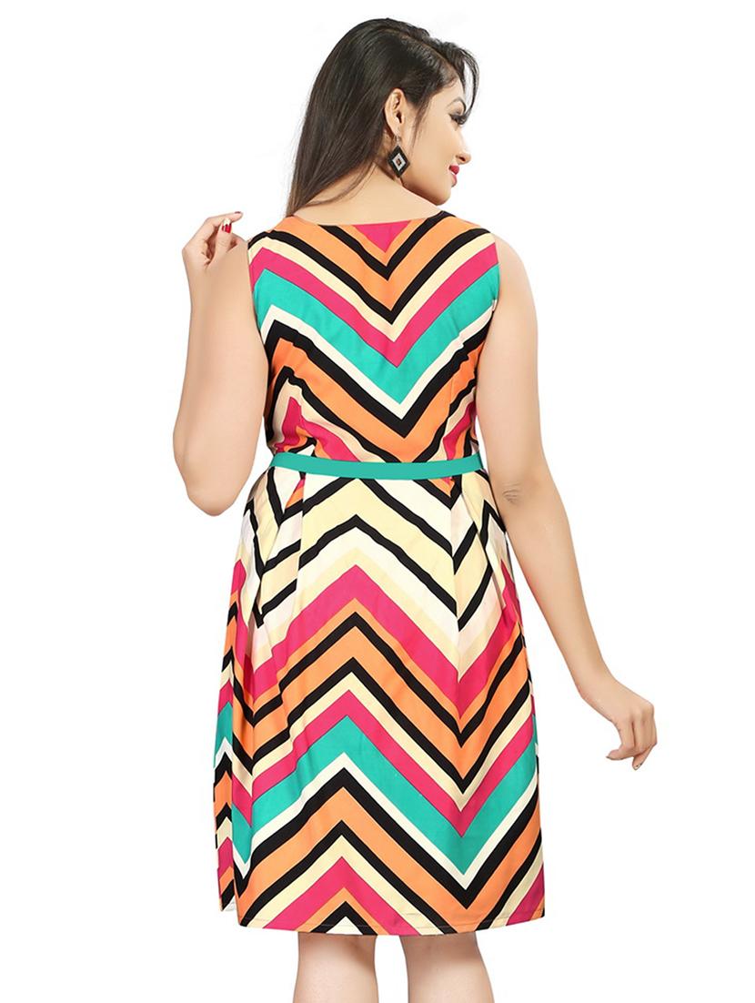 tie knot front chevron a-line dress - 16095313 - Zoom Image - 3