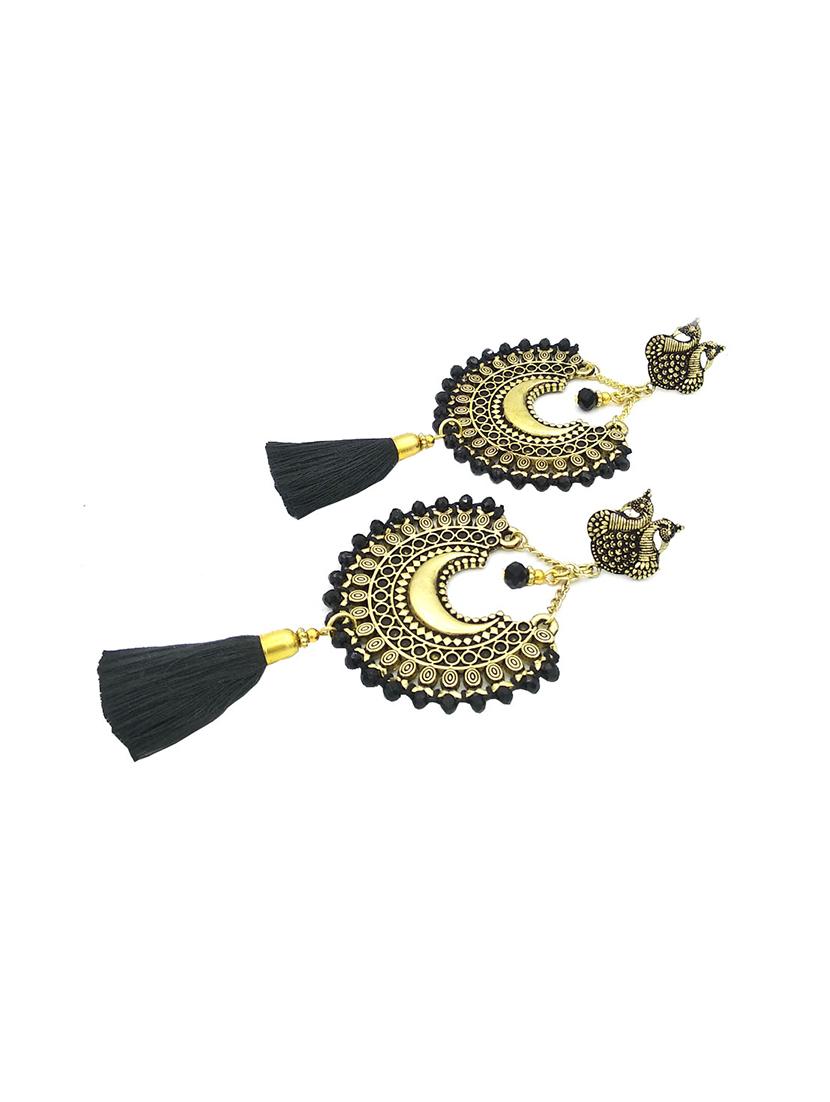 gold metal drop earring - 16095429 - Zoom Image - 2