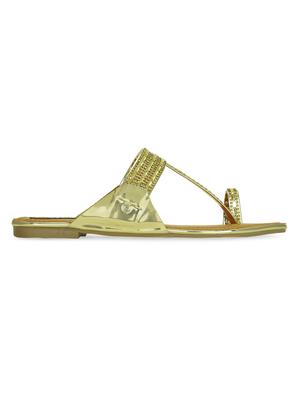 gold faux leather ethnic kolhapuris - 16096012 - Standard Image - 2