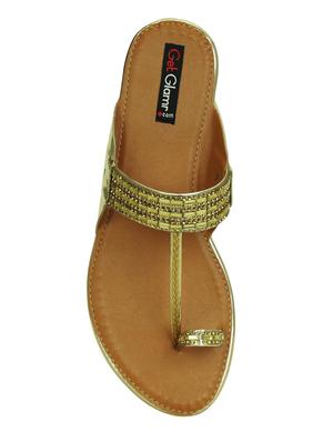 gold faux leather ethnic kolhapuris - 16096012 - Standard Image - 4