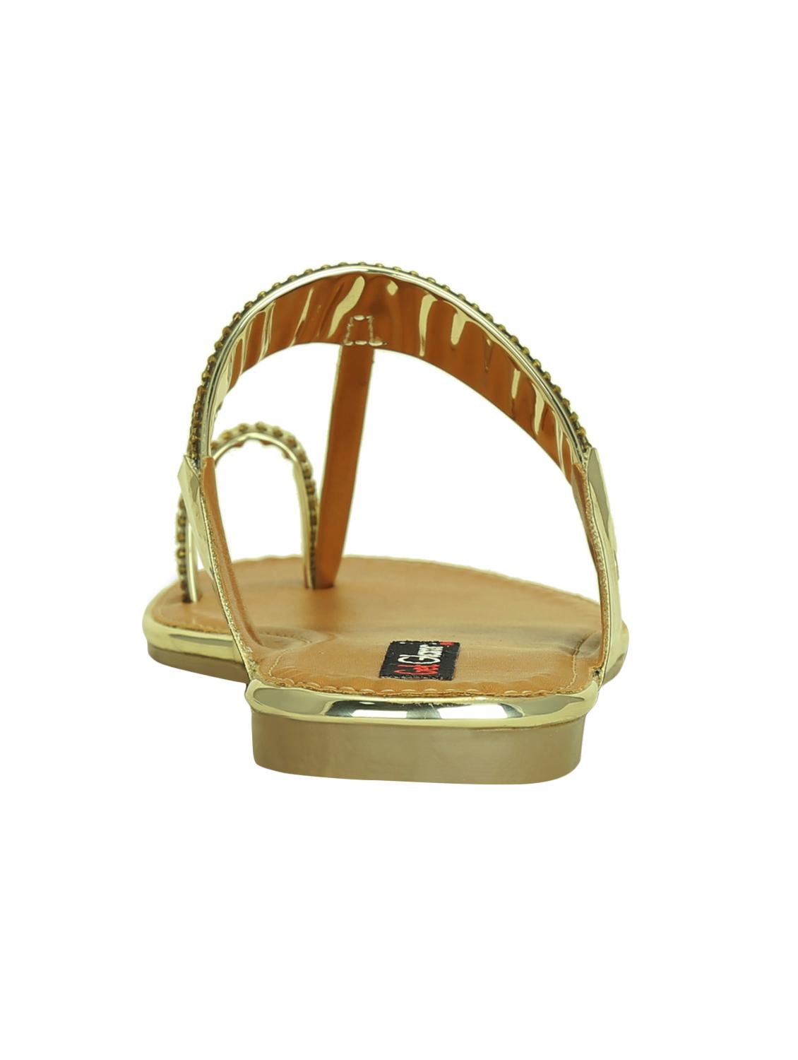 gold faux leather ethnic kolhapuris - 16096012 - Zoom Image - 3