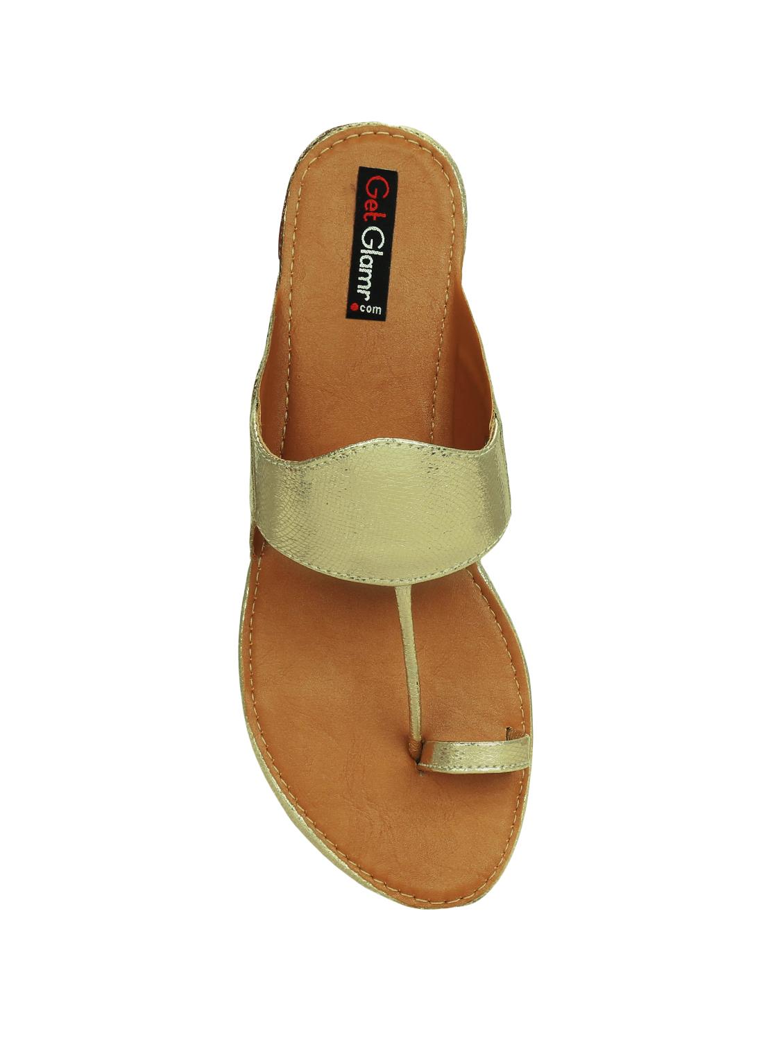 gold faux leather ethnic kolhapuris - 16096015 - Zoom Image - 4
