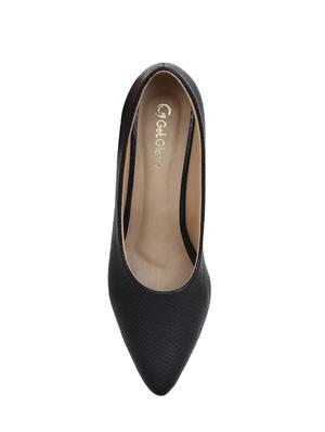 black faux leather slip on pumps - 16096018 - Standard Image - 4